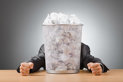 Various types of waste being sorted for removal